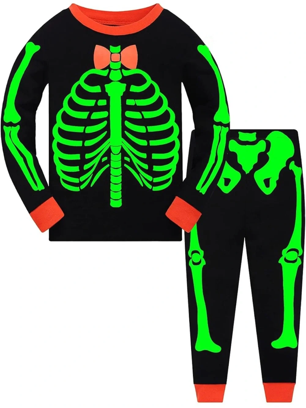 Toddlers Halloween Glow In Dark Skeleton Pajama Set Long Sleeve 6T